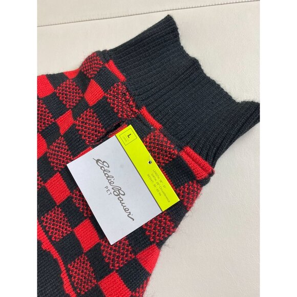 NEW Eddie Bauer Pet Red Black Buffalo Plaid Dog Sweater Size Large Holiday - Picture 7 of 12